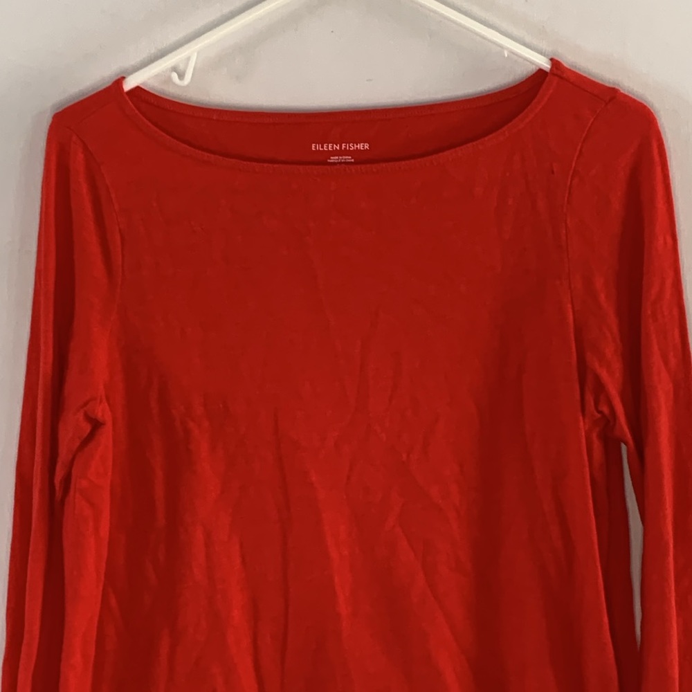 Eileen Fisher orange red 3/4 sleeve knit tunic Size Small - Picture 2 of 8
